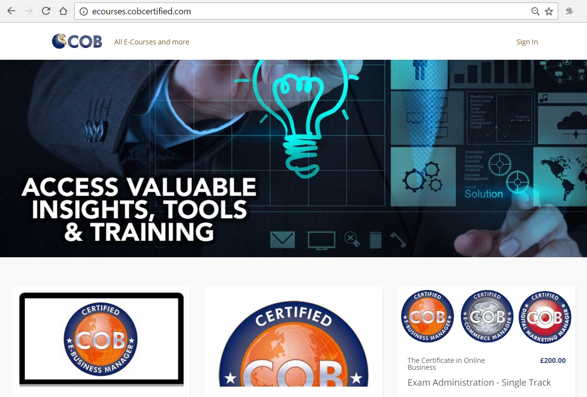 The NEW COB Certified E-Learning Site